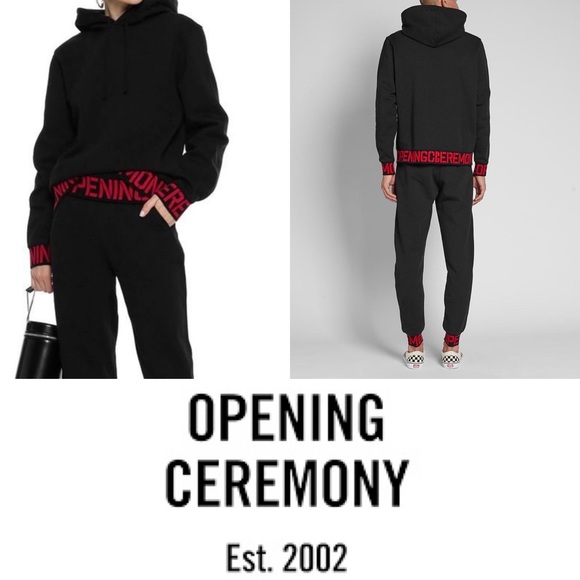 Opening Ceremony Monogramed Trim Black Hoodie - Picture 1 of 16